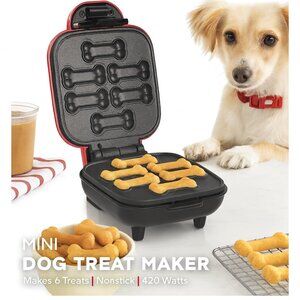 Dash Mini Dog Treat Maker — Red, New, 6-Bone Treats -AC190